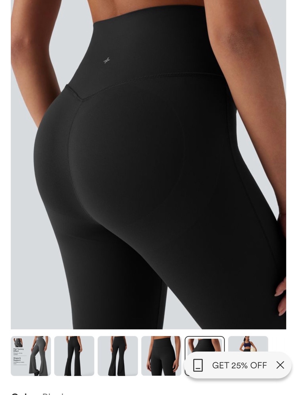 High-Waist Flared Yoga Pants - Black - Picture 3 of 9